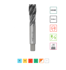 Метчик машинный G 1/2" (HSS-E + TICN-C),ISO, 6H,R, спиральный RODMIX 1609120125