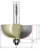 Фреза внешн.радиус "Галтель" (нижн. подш.) Z=2 R=9.5 D=28.6x12.7 S=8 ARDEN 305831 (L1- мм, L2-12.7 мм, D1-28.6 мм, D2-8 мм)