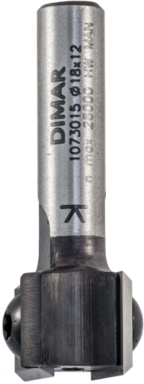 Фреза Dimar 1073015 пазовая D18x12 L44 Z2 сменные ножи хвостовик 8 (L1-44 мм, L2-12 мм, D1-18 мм, D2-8 мм)