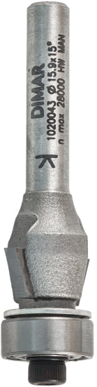 Фреза Dimar 1020043 фаска угловая 15° D15,9x6,3 L53 подшипник, хвостовик 6 (L1-53 мм, L2-6.3 мм, D1-15.9 мм, D2-6 мм)