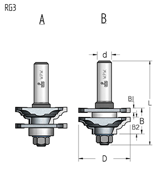 Фреза сменная WPW RG50000 для комплекта RG мебельный фасад D41 высота 11 глубина профиля 9,5 (L1- мм, L2- мм, D1-11 мм, D2-8 мм)