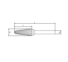 Борфреза сфероконическая L 08х22 M06 двойная насечка RODMIX 3108220602