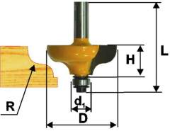 Фреза кром калевочная ф31,8х13мм R4,8мм хв 8мм Энкор 9256