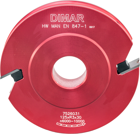 Фреза насадная Dimar 7526031 пол диаметра радиус 3мм D125x15 Z2 сменные ножи посадка 30 (L1- мм, L2-15 мм, D1-125 мм, D2-30 мм)