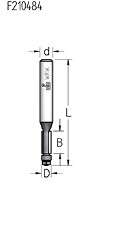 Фреза WPW F210483 D4,8 B11 Z2 обгонная нижний подшипник хвостовик 6 (L1-51 мм, L2-11 мм, D1-4.8 мм, D2-6 мм)