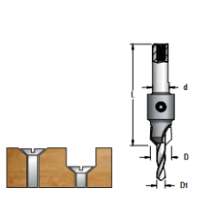 Зенковка оправка WPW ACK4007D коническая правая с HSS сверлом 4 мм D12,7 L60