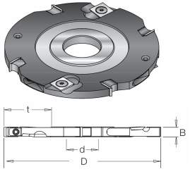 Фреза насадная Dimar 7210171 паз 10x55мм D180 Z4+8 сменные ножи посадка 30