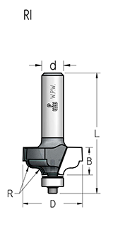Фреза WPW RI04003 профиль неоклассика R4 D35 B13,5 подшипник хвостовик 6 (L1-54 мм, L2-13.5 мм, D1-35 мм, D2-6 мм)