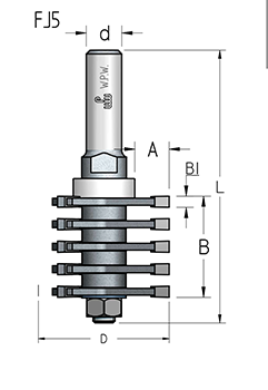 Фреза WPW FJ50002 прямой шип для ящиков D47,6 B36 хвостовик 12 (L1-96 мм, L2-36 мм, D1-47.6 мм, D2-12 мм)