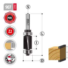Фреза обгонная с верхним и нижним подшипниками D=19,05mm, I=32mm, L=89mm, Z=2, S=8mm Woodwork 907.1932.08
