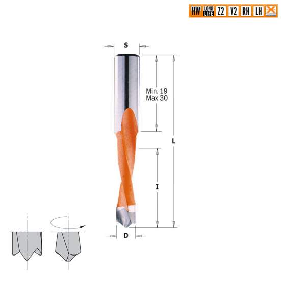 Сверло HW для присадочного станка 8x35x70 Z=2+2 S=10x30 LH CMT 311.080.42