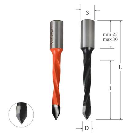 Сверло присадочное для ЛДСП сквозное 5х70х10 правое Woodwork 314.050.R