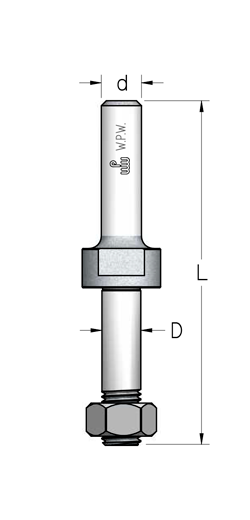 Оправка WPW NB06005 для нескольких фрез дисковых серии NB посадка M6 L62 гайка без подшипника и шайбы хвостовик 8 (L1-62 мм, L2- мм, D1- мм, D2-8 мм)