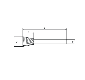 Борфреза обратный конус N 10х10 M06 одинарная насечка RODMIX 3310100601 (L1- мм, L2-10 мм, D1-10 мм, D2-6 мм)