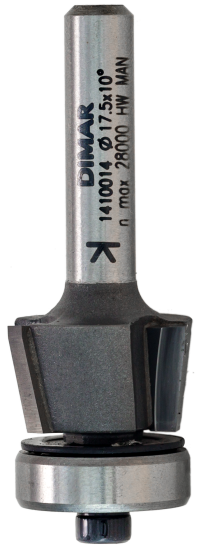 Фреза Dimar 1410013  фаска угловая для твердых материалов 10° D17,5x10 L49 Z3 подшипник, хвостовик 6 (L1-49 мм, L2-10 мм, D1-17.5 мм, D2-6 мм)