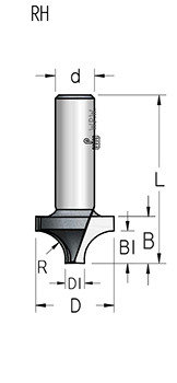 Фреза WPW RH10002 радиусная удлиненная врезная R9,5 D25,4 B16 хвостовик 12 (L1-56 мм, L2-16 мм, D1-25.4 мм, D2-12 мм)