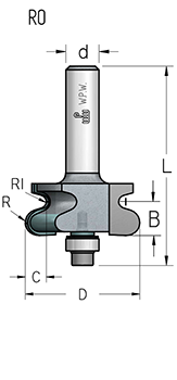 Фреза WPW RO70012 интегрированная ручка R5 D44 B12 подшипник хвостовик 12 (L1-76 мм, L2-12 мм, D1-44 мм, D2-12 мм)