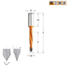 Сверло HW для присадочного станка 6x43x70 Z=2 S=8x20 LH CMT 368.060.12