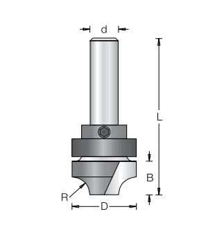 Фреза Dimar 1272083 радиусная V широкая R8 врезная D28,6x14 L58 хвостовик 6 (L1-58 мм, L2-14 мм, D1-28.6 мм, D2-6 мм)