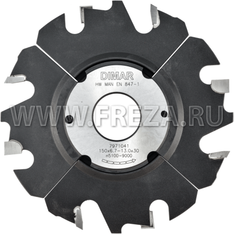 Фреза насадная Dimar 7971101 паз регулируемый 25,0-49,5x27мм D150 Z4+4 посадка 30 (L1- мм, L2-25 мм, D1-150 мм, D2-30 мм)