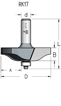 Фреза WPW RK17002 филенка 27мм волна D66,7 B16 подшипник хвостовик 12 (L1-69 мм, L2-16 мм, D1-66.7 мм, D2-12 мм)