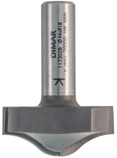 Фреза Dimar 1173029 радиусная V острая R18,3 врезная D44,5x18,3 L56,3 хвостовик 12 (L1-56.3 мм, L2-18.3 мм, D1-44.5 мм, D2-12 мм)