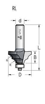 Фреза WPW RL04002 профиль розетка R4 D28,6 B13 подшипник хвостовик 12 (L1-63 мм, L2-13 мм, D1-28.6 мм, D2-12 мм)