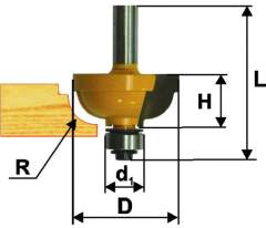 Фреза кром калевочная ф25,4х13мм R4,8мм хв 8мм Энкор 9280