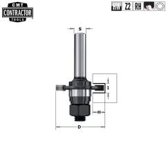 Фреза концевая CMT-contractor пазовая Z2 с державкой (подш. и гайка) S=8 D=40x6 K922-360A