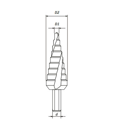 Ступенчатое сверло с прямой канавкой, 12 ступеней, 4-26 мм RODMIX 1500426121