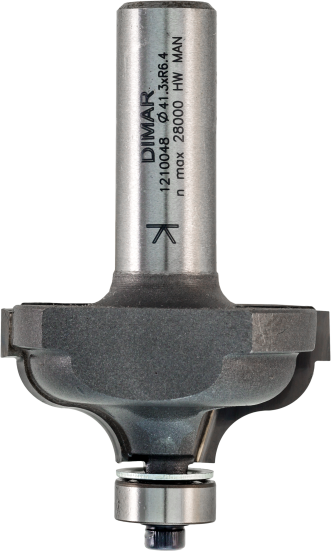 Фреза Dimar 1210049 фаска римская удлиненная R6,3 D41,3x19,1 L69 подшипник, хвостовик 12 (L1-69 мм, L2-19.1 мм, D1-41.3 мм, D2-12 мм)