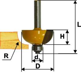 Фреза кром калевочная ф22,2х13мм R4,8мм хв 8мм Энкор 9270