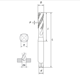 Метчик машинный M14х2,0 (HSS-E + TICN-C),ISO, 6H,R, спиральный RODMIX 1606140200