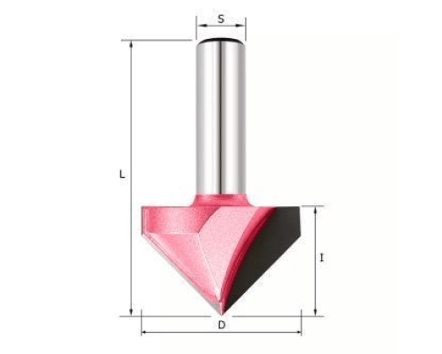 Фреза пазовая c углом 90гр. S=8 D=12,7x12,7 PROCUT 200822P (L1-50 мм, L2-12.7 мм, D1-12.7 мм, D2-8 мм)