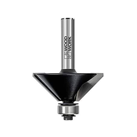 Фреза фасочная с подшипником угол=45° D=25 I=10 L=55 S=6mm Woodwork 936.2545.06 (L1-55 мм, L2-10 мм, D1-25 мм, D2-6 мм)
