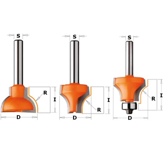 СМТ Фреза мебельный переплет 30мм (A) S=6,35 D=25x19 R10 855.307.11M (L1-50.8 мм, L2-19 мм, D1-22 мм, D2-6.35 мм)