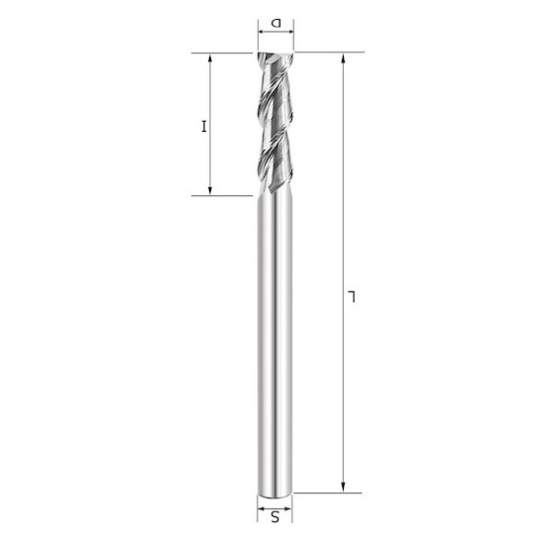 Фреза спиральная по алюминию Z2 D=20x45x100 S=20 Rotis 138.204500AL (L1-100 мм, L2-45 мм, D1-20 мм, D2-20 мм)