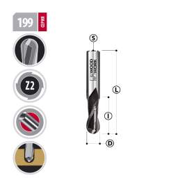 Фреза спиральная монолитная 12x35x80 Z=2 S=12 RH CMT 199.120.11