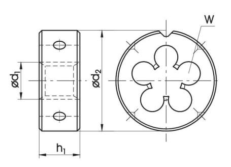 Плашка круглая для метрической резьбы M6x1 правая ISO2568 HSS 4241