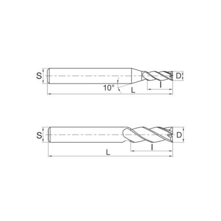 Фреза концевая по титану Z4 DJTOL DSE4-08 (L1-60 мм, L2-20 мм, D1-8 мм, D2-8 мм)