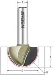 Фреза пазовая полукруг (чаша) Z=2 R=4 D=8x8x43 S=12 ARDEN 203204