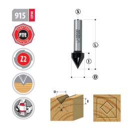 Фреза v-образная для  гравировки D=15.8 I=13 L=44 S=8mm угол=90° 915.1690.08 Woodwork