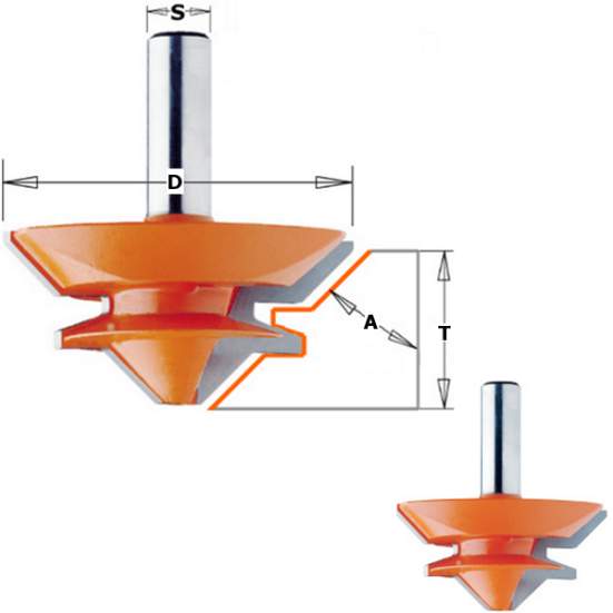 СМТ Фреза профильная 9,5-19мм (угол 90/180гр.) S=12,7 D=50,8x22,2 855.504.11 (L1-60.3 мм, L2-22.2 мм, D1-50.8 мм, D2-12.7 мм)