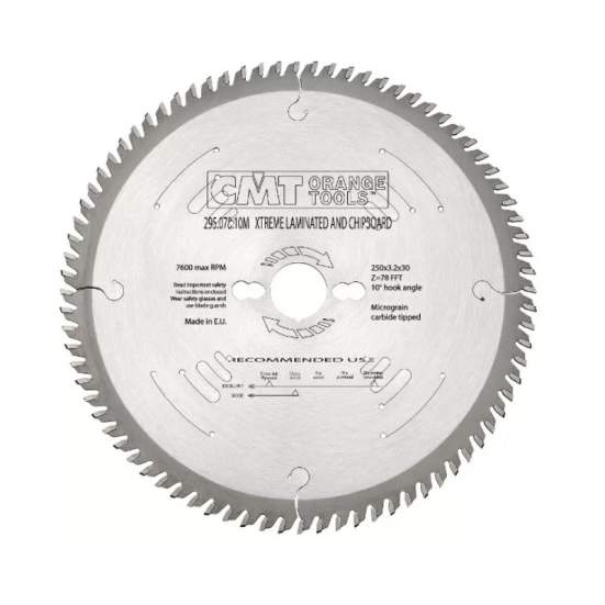 Диск пильный 250x30x3,2/2,2 10° FFT Z=78 CMT 295.078.10M