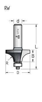 Фреза WPW RW60603 радиусная R6,3 D19 B6,8 мини подшипник хвостовик 6 (L1-47 мм, L2-6.8 мм, D1-19 мм, D2-6 мм)