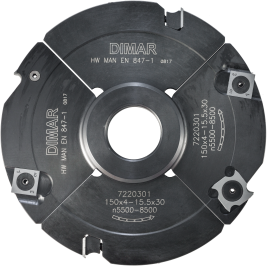 Фреза насадная Dimar 7220301 паз 4,0-15,5x45мм D150 Z2+4+4 сменные ножи посадка 30