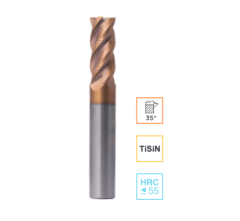 Концевая фреза с пл.торцом черновая 4 зуба, HRC 55, TiSiN, 5х10х6х60 RODMIX 54050100602