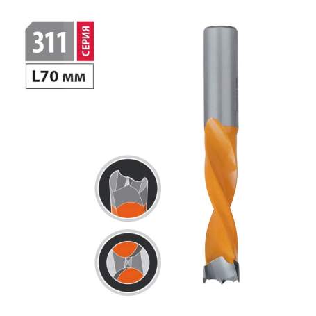 Сверло присадочное глухое для ЛДСП 7х35x70 S=10x28 левое Woodwork 311.070.L