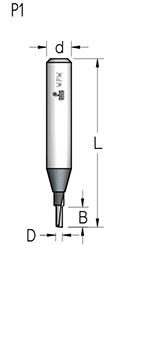 Фреза WPW P110153 пазовая монолитная S однозубая D1,5 B5 хвостовик 6 (L1-43 мм, L2-5 мм, D1-1.5 мм, D2-6 мм)