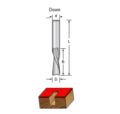 Фреза WPW SCS271202 спиральная чистовая выброс вверх Z2 D12 B42 L90 монолит, хвостовик 12